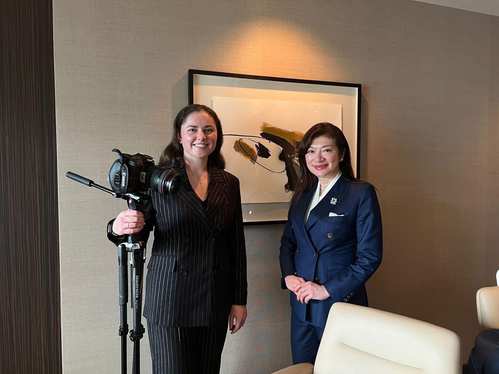 Setting up the interview with Japan's Prime Minister Sanae Takaichi, Tokyo · 2026